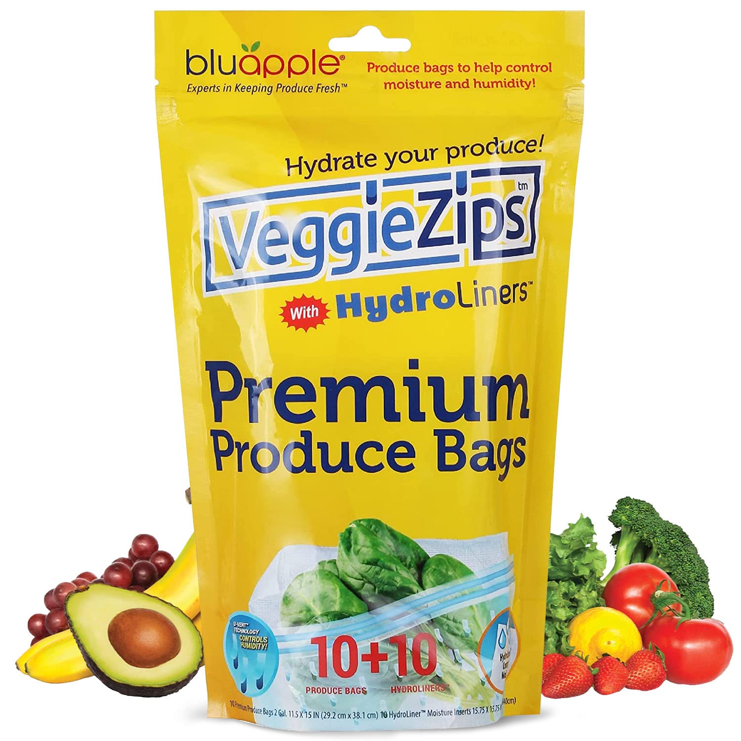 Amazon.com: Bluapple VeggieZips Premium Produce Storage System